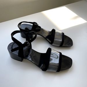 Zara minimal black block heel sandal